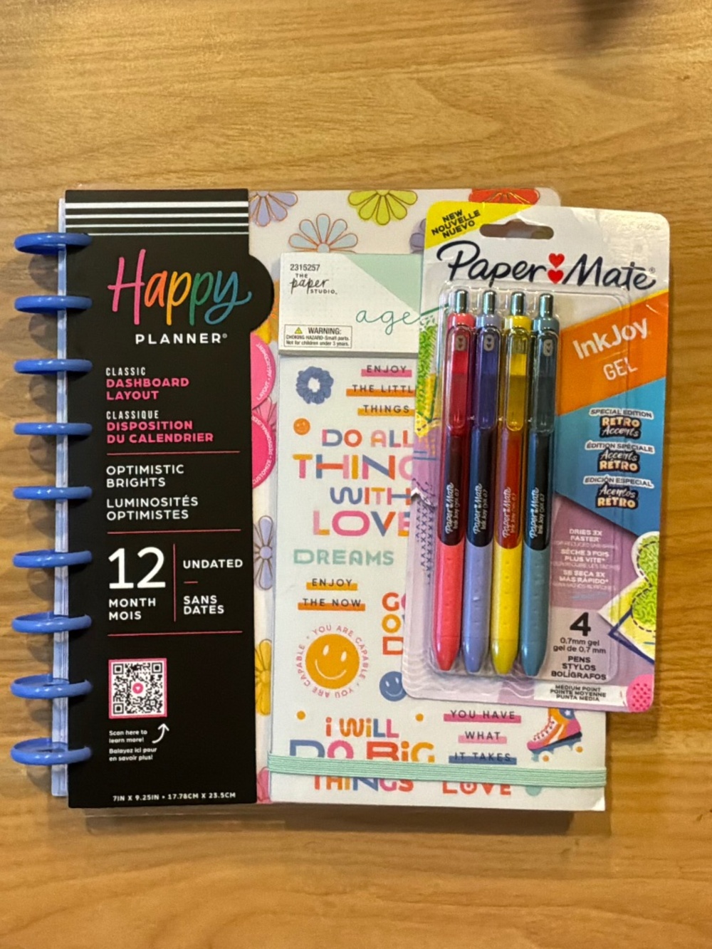 NWT Happy Planner Classic 12-Mo Planner, Agenda 52 Stickers & Gel Pens Bundle